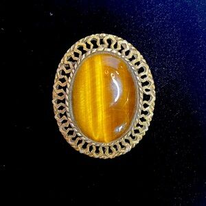 Costume Tigers Eye Brooch.